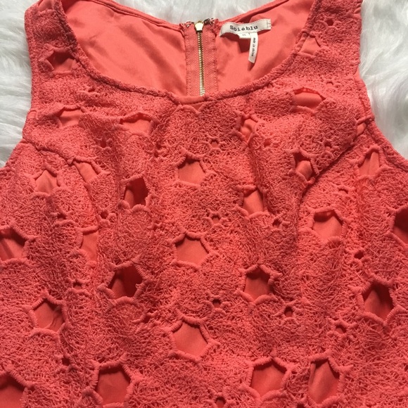 Coral Crochet Dress - Picture 3 of 6